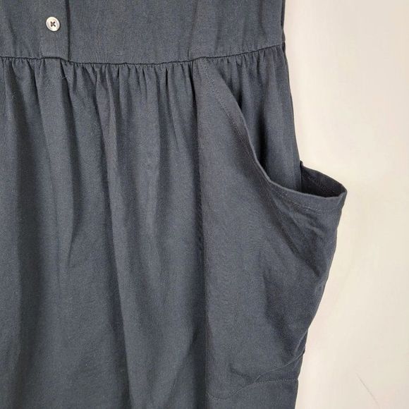 ASOS Black Oversized Short Sleeves Button Up Pockets Classic Basic Dress Size 0 - Picture 5 of 10